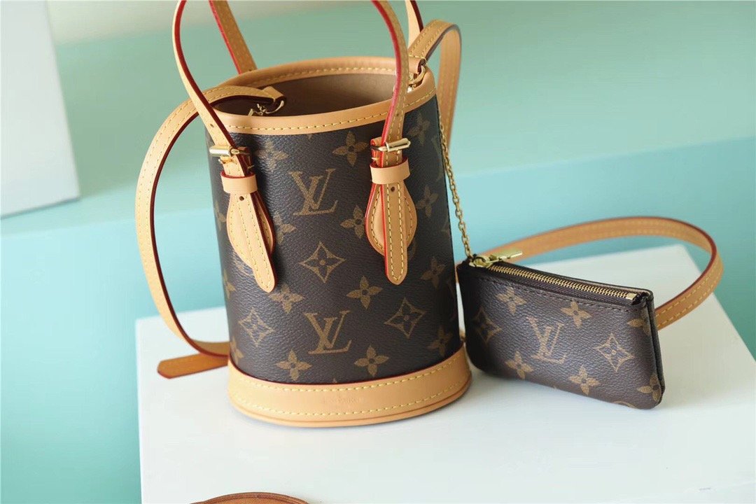 Top Quality Nano Bucket Bag Monogram Canvas Brown For Women Brown 6.7in/17cm Top Quality 