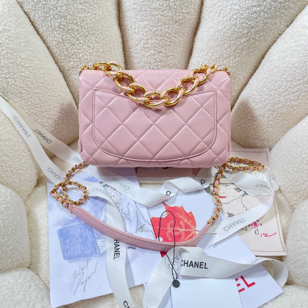 CHLLarge Flap Bag Gold Hardware PiNike For Women, Women’s Handbags, Shoulder Bags 9.1in/23cm AS3367