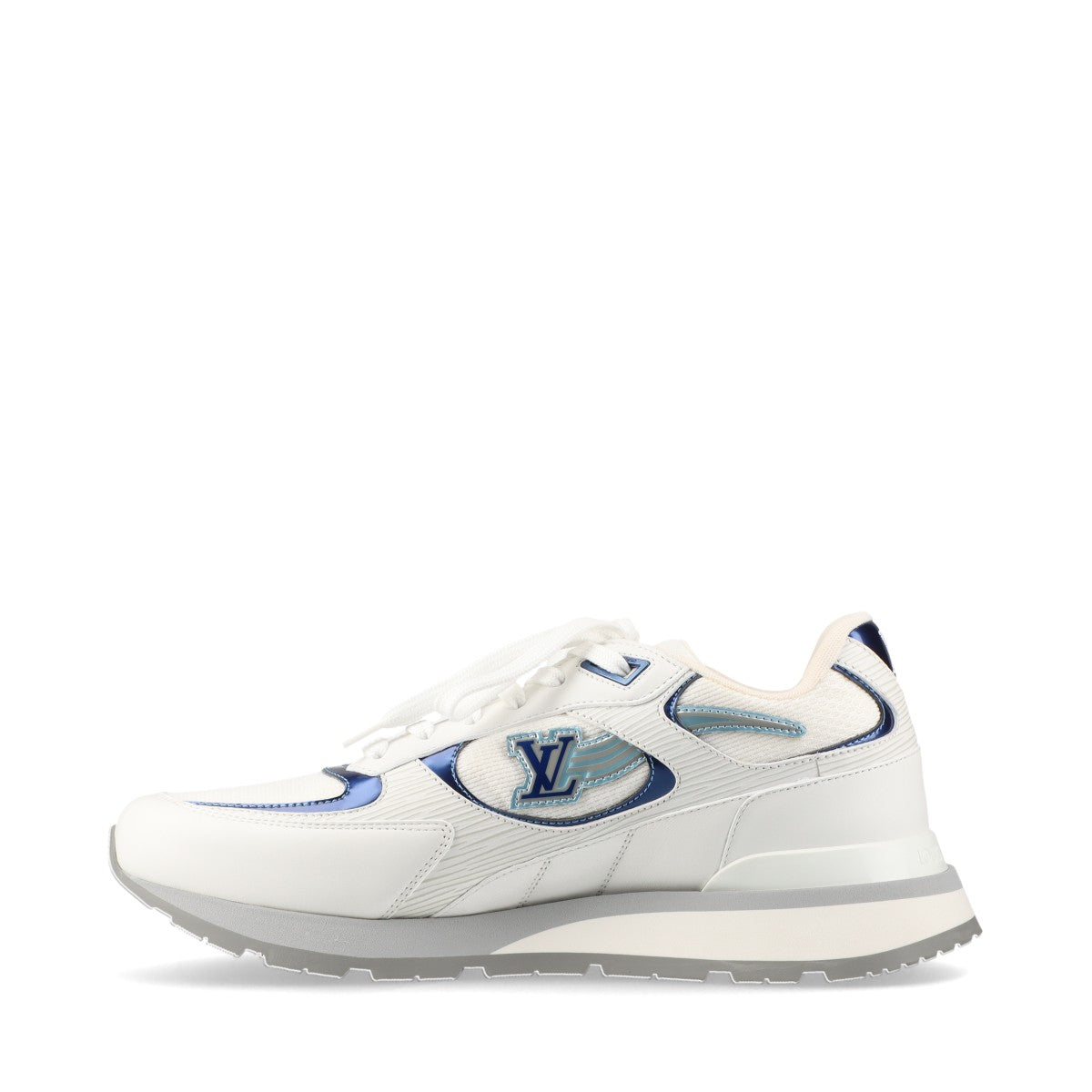 Louis Vuitton Lanewline 22 Years Mesh  Leather Trainers 6 Mens White × Blue BM0292 LV Logo  Bag