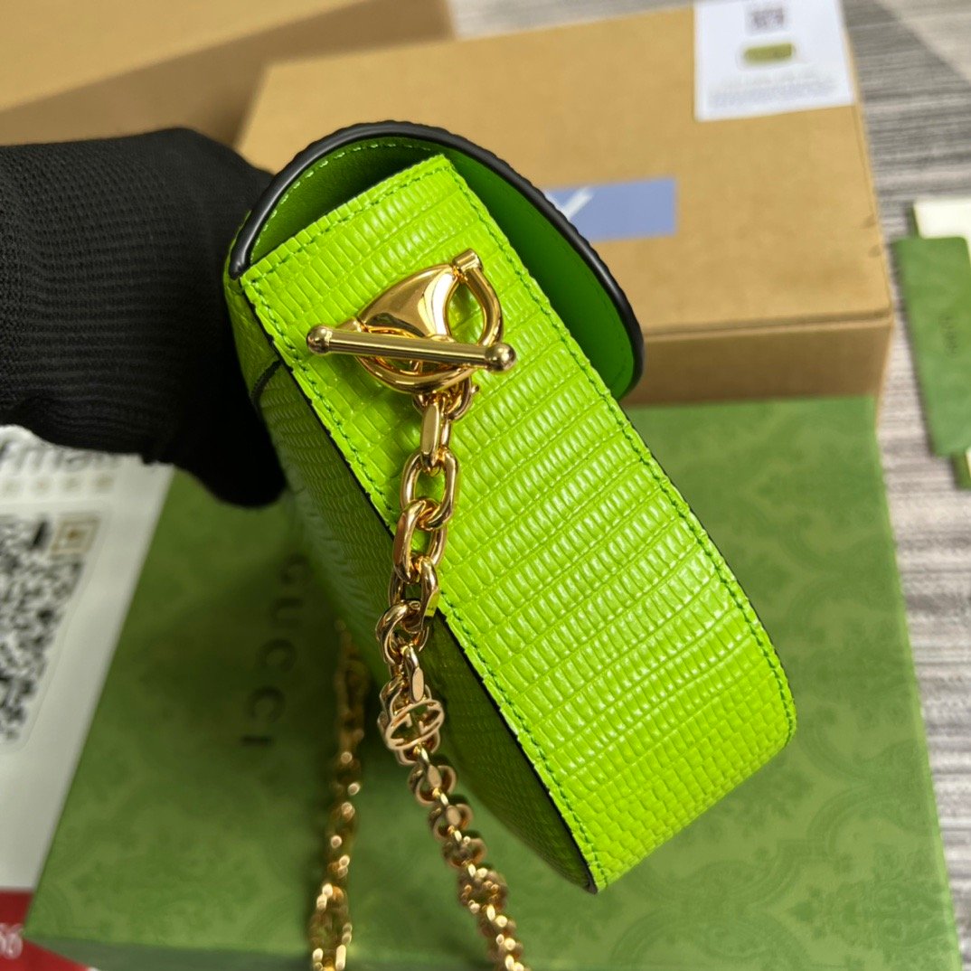 gg Horsebit 1955 Lizard Mini Bag Yellow For Women, Women’s Bags 8in/20cm gg‎