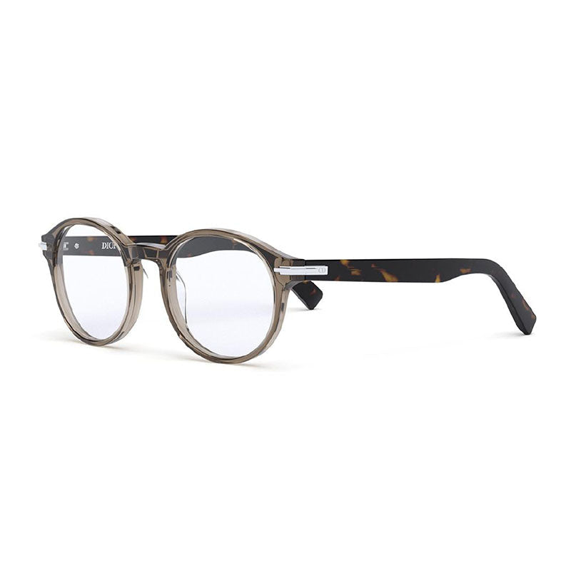 Dior Eyeglasses Round Full Rim, Transparent Grey/Havana Frame and Clear Demo Lenses Lens DIORBLACKSUITORI5800
