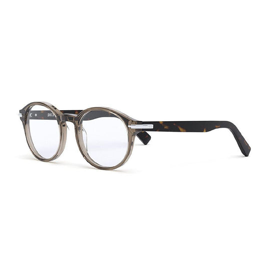 Dior Eyeglasses Round Full Rim, Transparent Grey/Havana Frame and Clear Demo Lenses Lens DIORBLACKSUITORI5800
