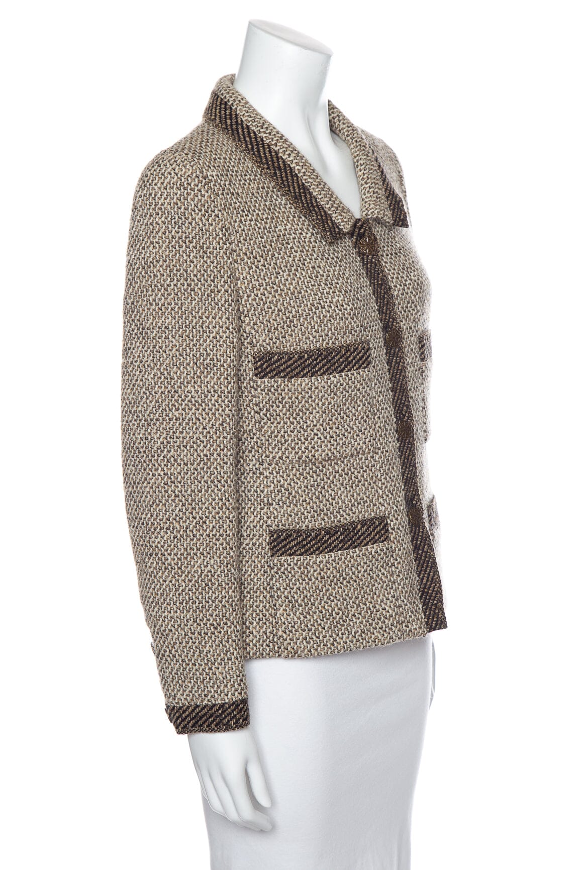 Chanel   1998 Autumn Knit Brown and Cream Jacket SZ 40