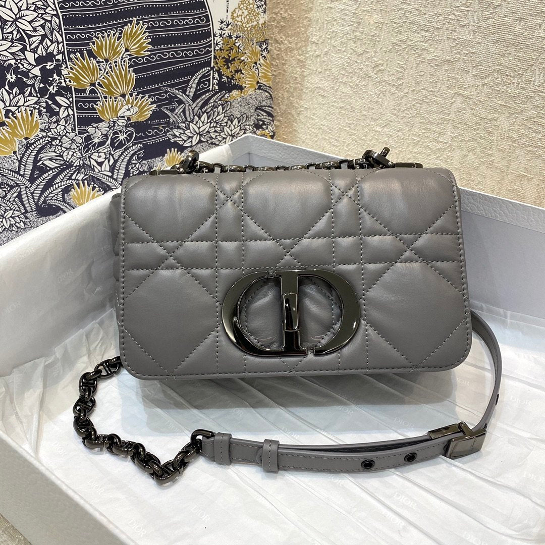 Top Quality Mini Caro Bag Gray Padded Macrocannage, Gray, For Women Womens Handbags, Crossbody Bags, 20cm CD