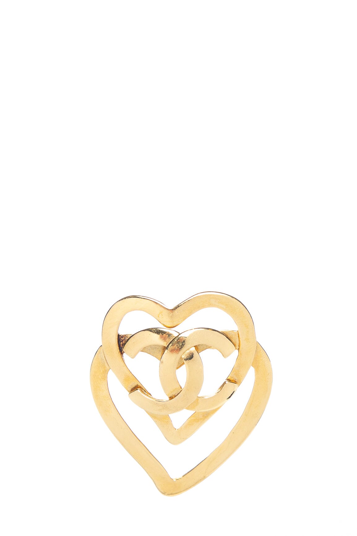 Chanel   1995 Spring Double Heart Gold Brooch