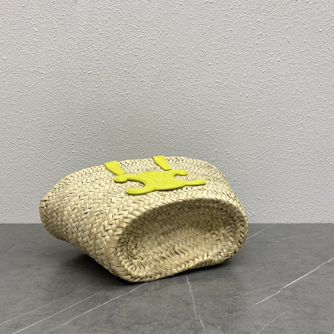 Top Quality Teen Triomphe Top Quality Classic Panier In Palm Leaves And Lizard Yellow For Women 8in/20cm 194004EH4.11CT