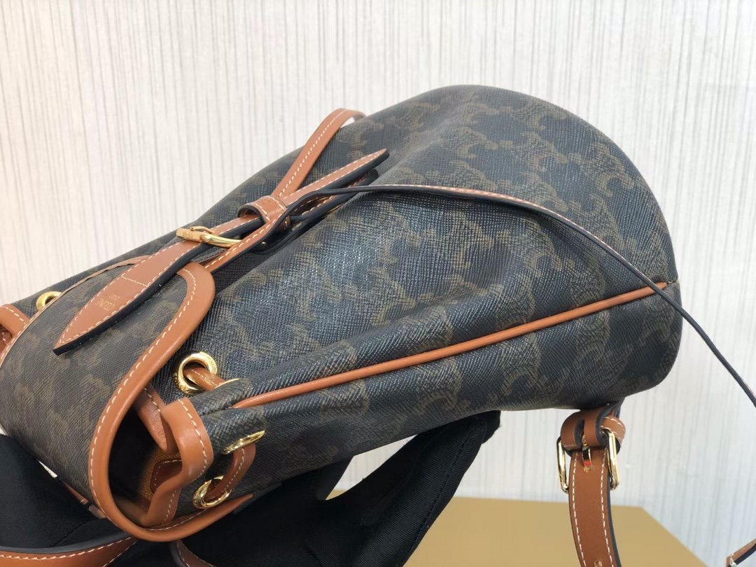 Top Quality Mini Backpack Folco In Triomphe Canvas Tan For Women 7in/20cm 197662CAS.04LU