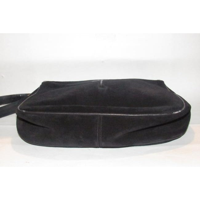 Gucci   Shoulder Black Suede And Leather With Gold Chain Accents Hobo Bag