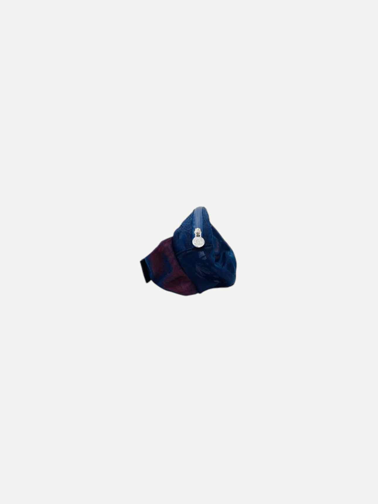 CHANEL Logo Navy Blue & Burgundy Mesh Belt Bag