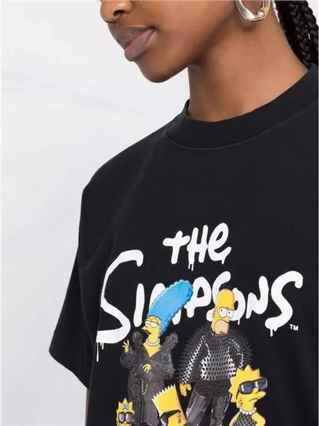 Luxury Balenciaga Trending 2025 WoMen's The Simpsons Printing Small Fit Short Sleeve T-Shirt Black