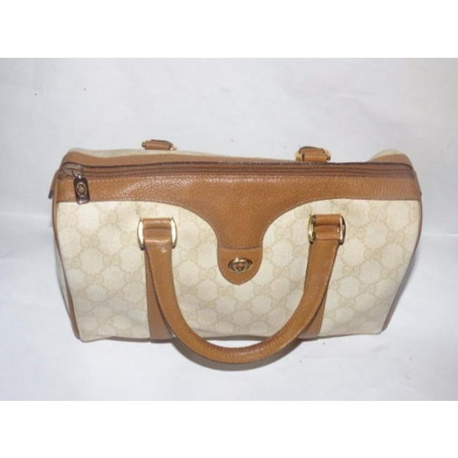 Gucci   Doctor S Ivory And Camel Large G Logo Leather Coated Canvas Satchel