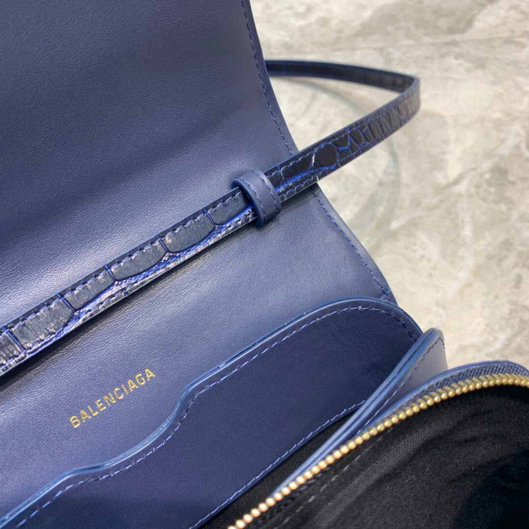 Top Quality B Small Lizard Effect Cross-body Bag In Dark Blue, For Women,  Bags 7in/18cm
