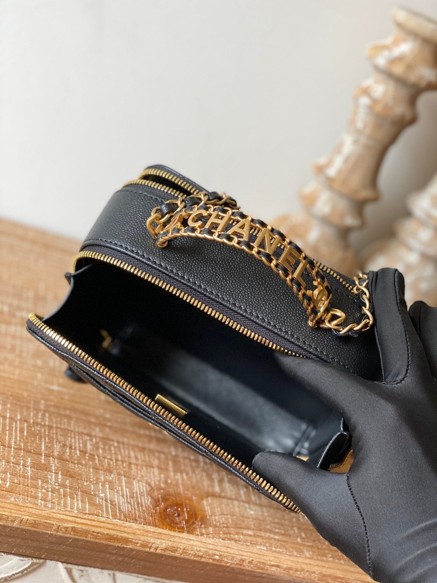 CHL Small Vanity Case Gold Hardware Black For Women, Women’s Handbags, Shoulder Bags 5.9in/15cm AS3228 B08008 94305