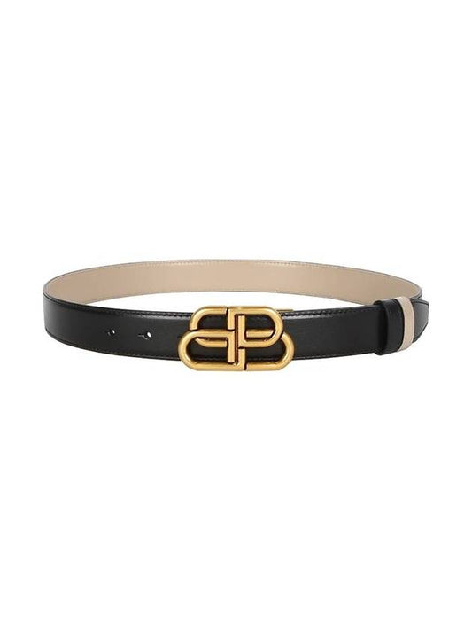 Luxury Balenciaga Trending 2025 BB Logo Double-Sided Belt Black