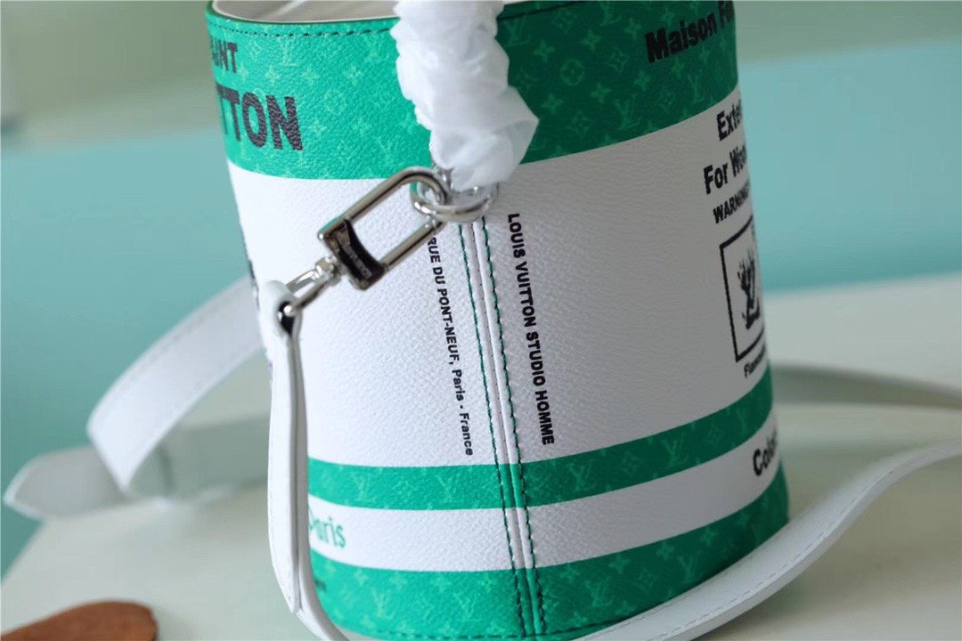 Top Quality Paint Can Coated Canvas By Virgil Ablohs Green For Women, Womens Bags, Shoulder And Crossbody Bags 6.7in/17cm Top Quality M81592