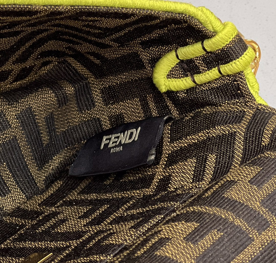 Top QualityTop Quality Baguette Small Brown Fabric Yellow Border Bag For Woman 18cm/7in