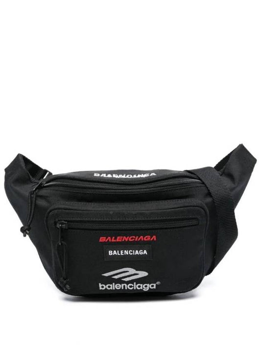 Luxury Balenciaga Trending 2025 Explorer Logo Belt Bag Black