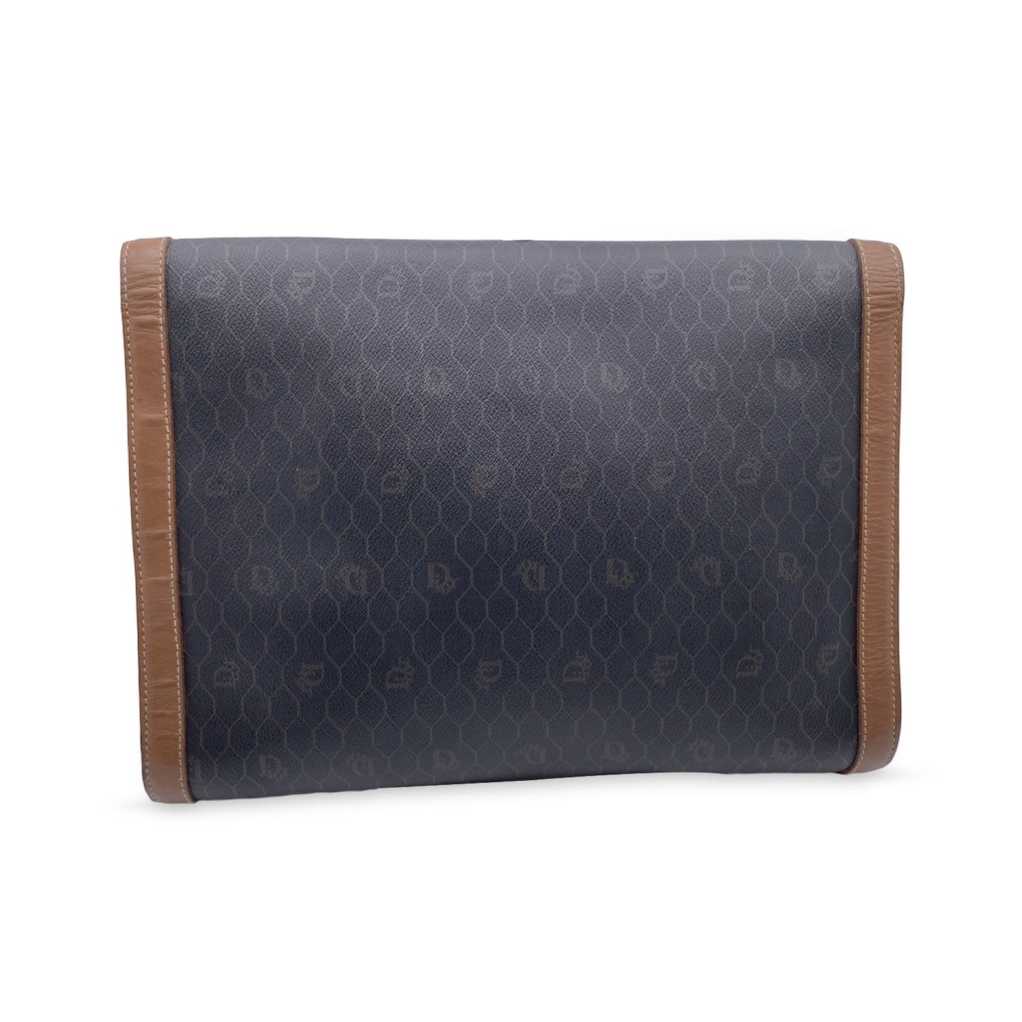 CHRISTIAN DIOR   Grey Logo Canvas Large Clutch Portfolio