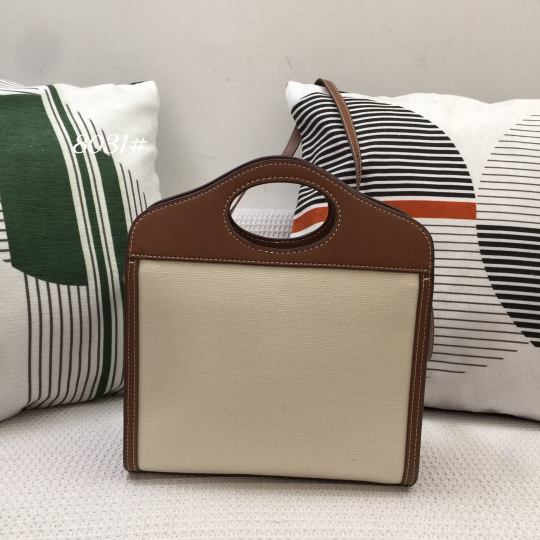 Top Quality Mini Two-tone Canvas And Pocket Bag Brown For Women, Bags 10.4in/26.5cm 80393611