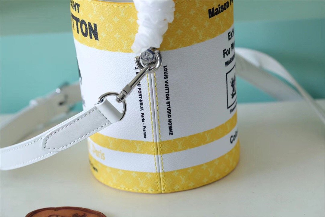 Top Quality Paint Can Coated Canvas By Virgil Ablohs Yellow For Women, Womens Bags, Shoulder And Crossbody Bags 6.7in/17cm Top Quality M81593