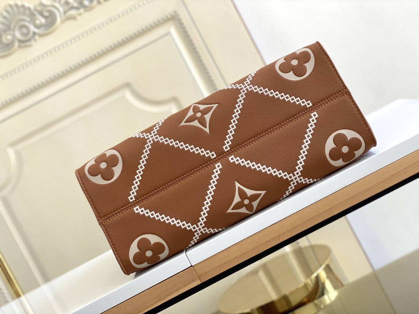 Top Quality Onthego MM Tote Bag Monogram Empreinte Arizona Brown For Women, Women Handbags, Shoulder Bags And Crossbody Bags 13.8in/35cm Top Quality M46015