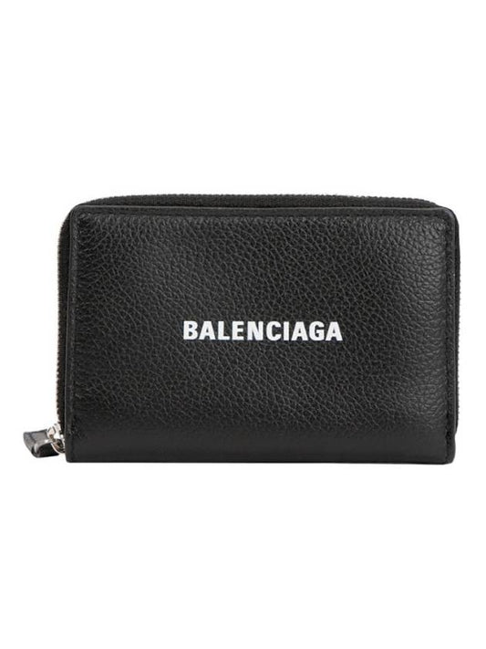 Luxury Balenciaga Trending 2025 Logo Zip Around Half Wallet Black