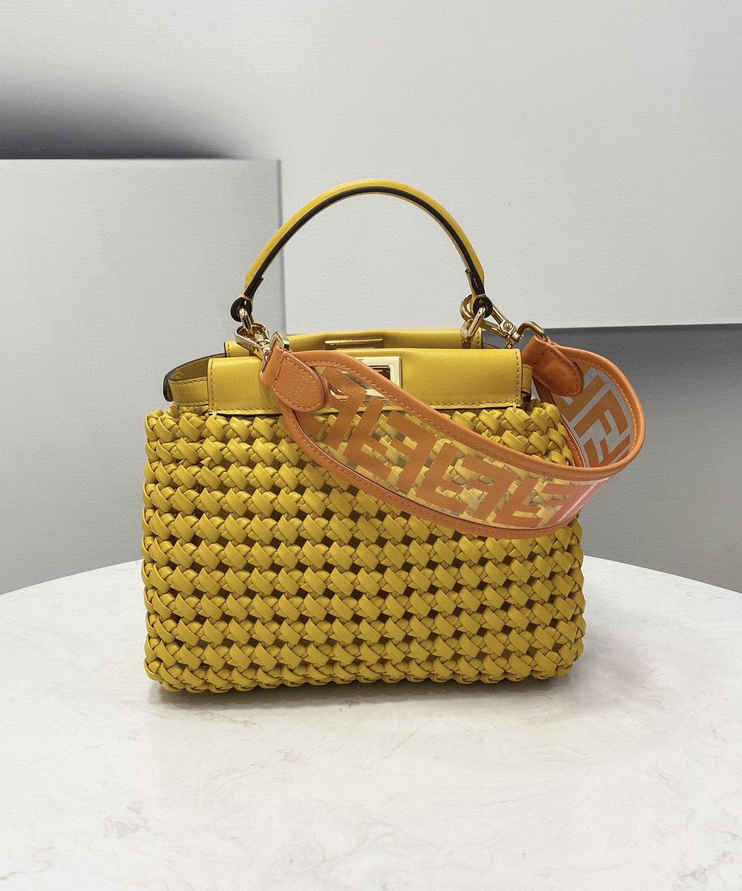 Top QualityTop Quality Peekaboo Mini Yellow Braided Bag For Woman 18cm/7in