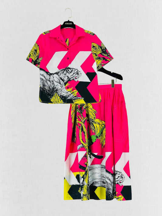 DIOR Pink Multicolor Size US 4/12 Top & Skirt Outfit