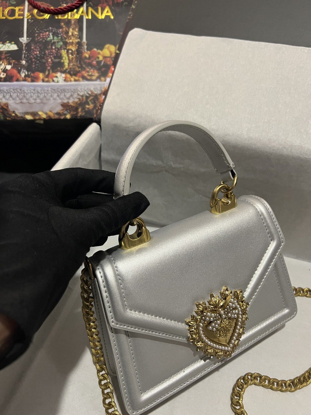Top Quality Small Devotion Bag In Plain Silver For Women 7.5in/19cm Top Quality