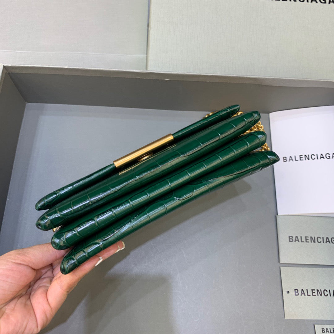 Top Quality Triplet Small Bag CrocoTop Qualityle Embossed Green, For Women,  Bags 8.3in/21cm
