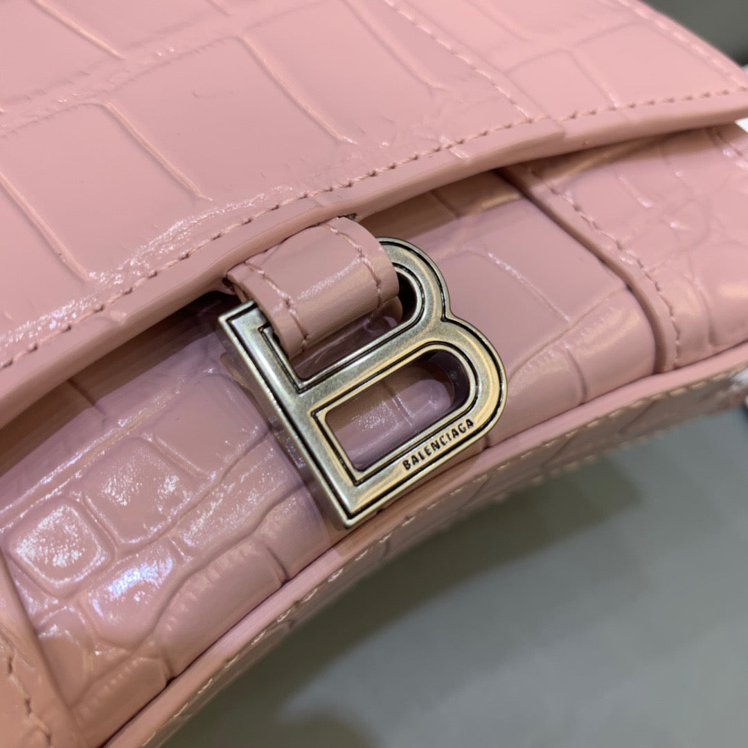 Top Quality Hourglass Mini Handbag With Chain In Light Pink, For Women,  Bags 4.7in/12cm