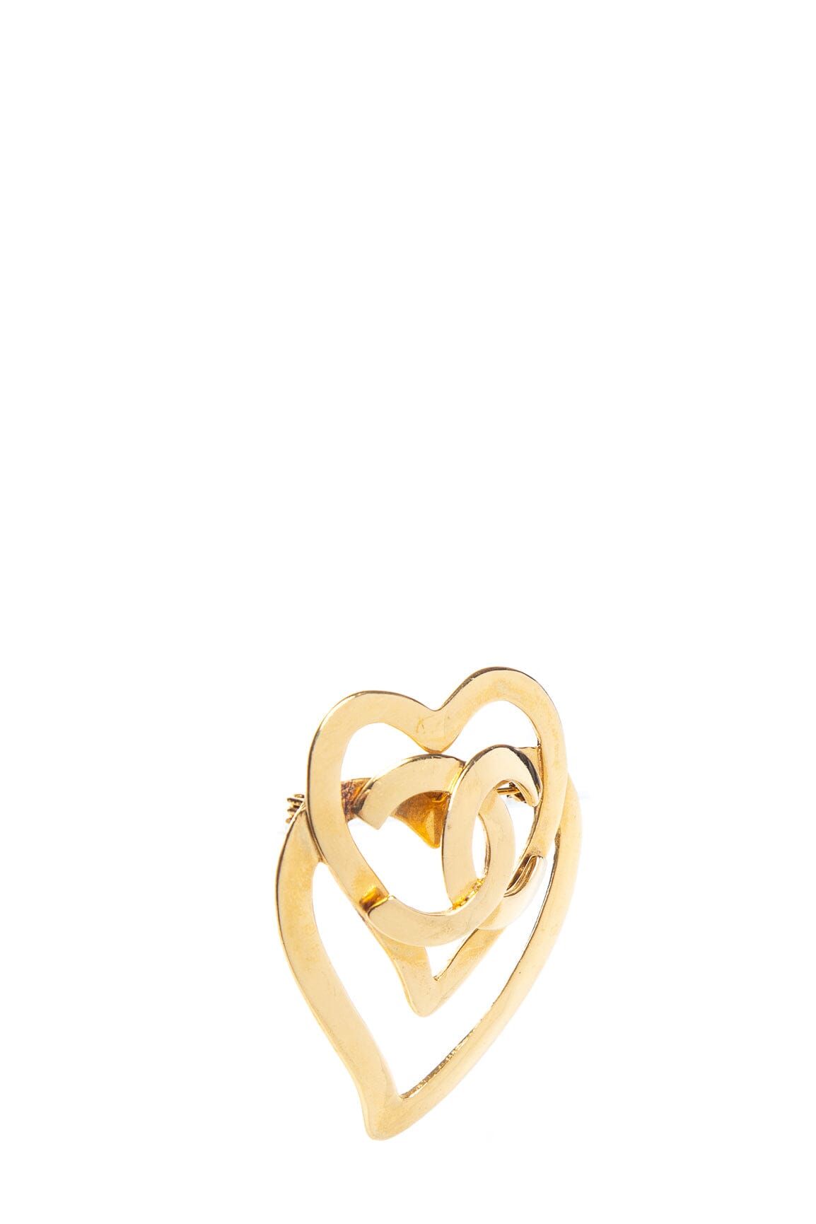 Chanel   1995 Spring Double Heart Gold Brooch
