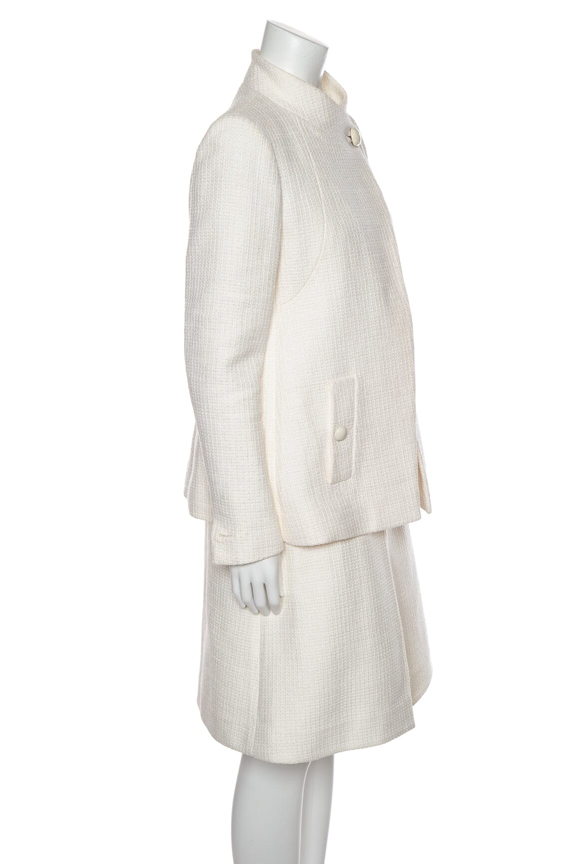 Chanel White Tweed Jacket and Skirt Set SZ 38