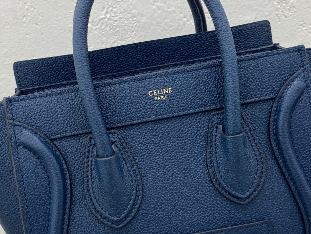 Top Quality Nano LuGucciage Bag In Drummed Dark Blue For Women 8in/20cm 