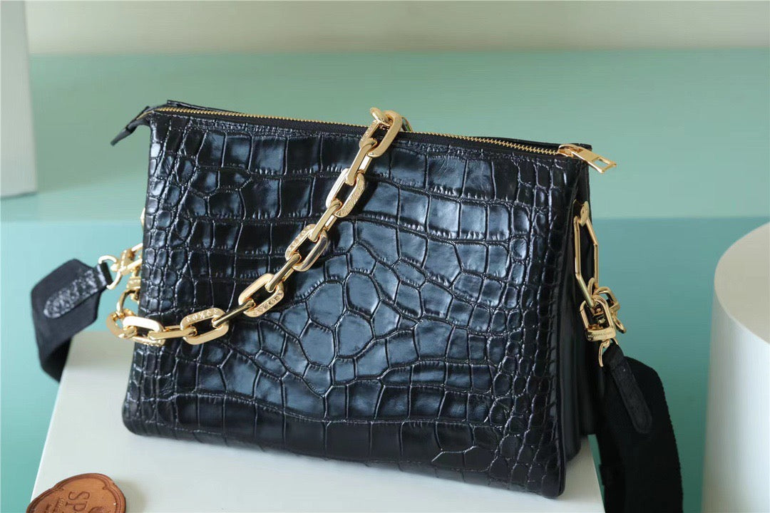 Top Quality Coussin PM High Shiny Alligator Black For Women,  Shoulder And Crossbody Bags 10.2n/26cm Top Quality 