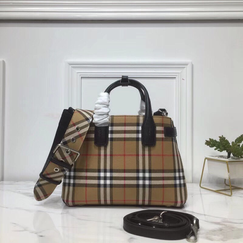 Top Quality Small Banner  Check And Tote Black For Women, Womenâs Bags 10.5in/26cm