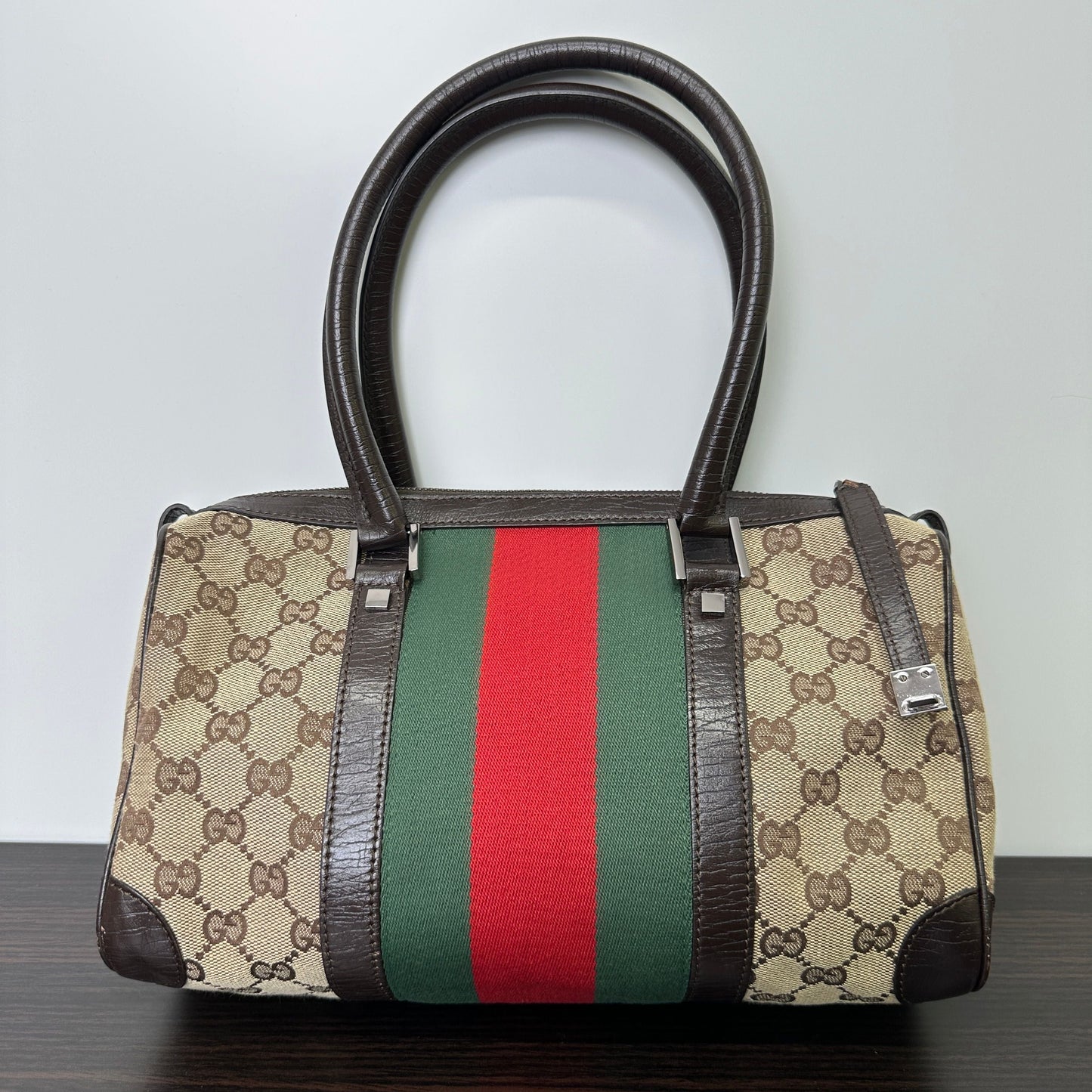 Gucci GG Canvas Boston   - Brown Handle Bags, Handbags LB