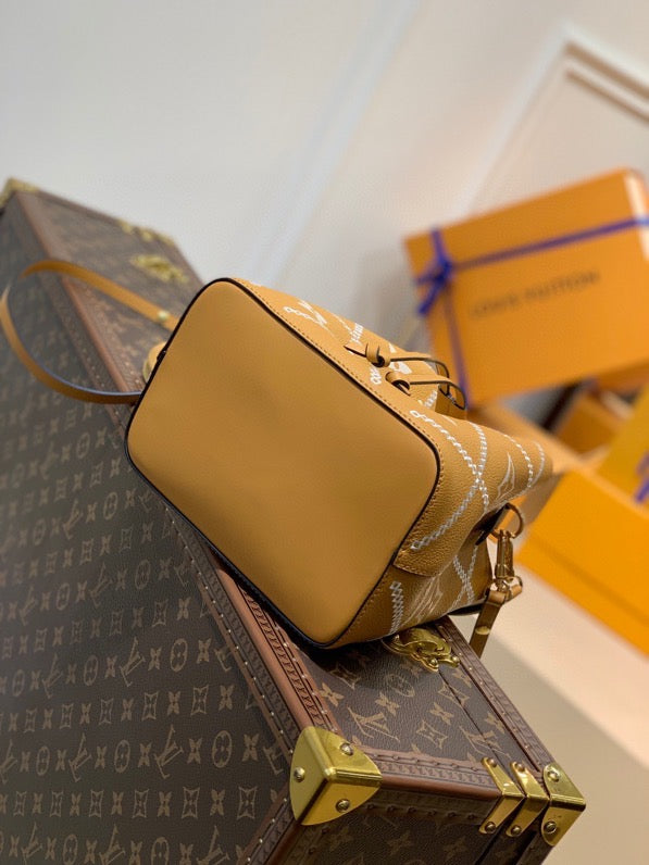 Top Quality NeoNoe MM Bucket Bag Monogram Empreinte Arizona Brown For Women, Womens Handbags, Shoulder Bags 10.2in/26cm Top Quality M46029