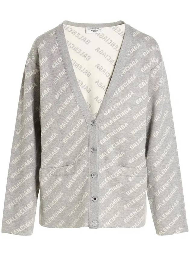 Luxury Balenciaga Trending 2025 wool over logo pattern cardigan Grey
