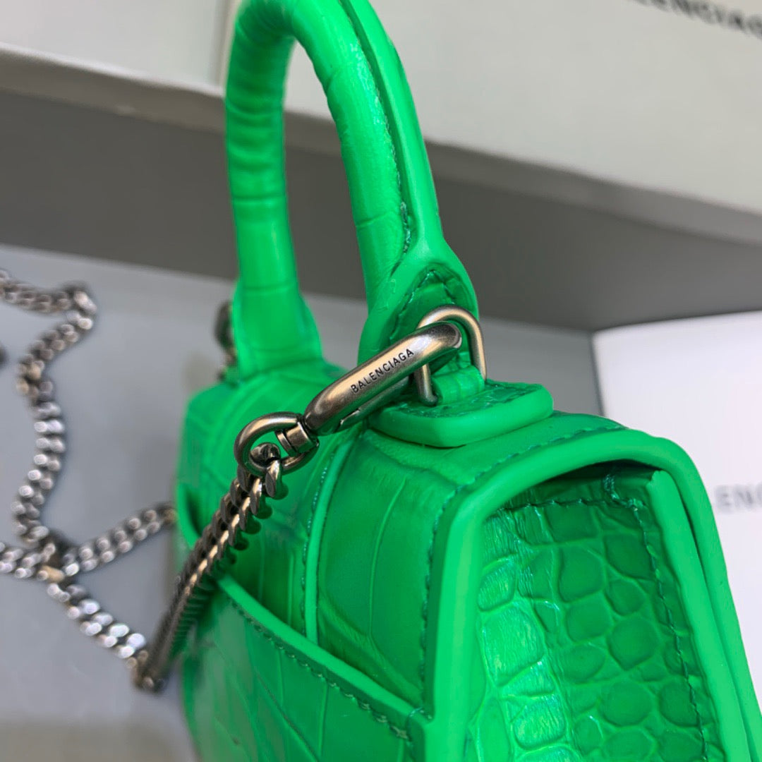 Top Quality Hourglass Mini Handbag With Chain In Green, For Women,  Bags 4.7in/12cm