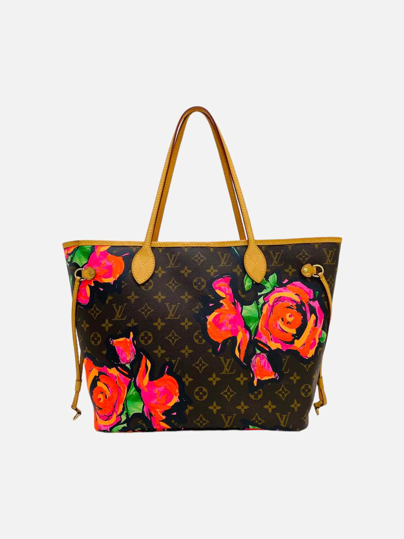LOUIS VUITTON Roses Neverfull Brown & Pink Tote Bag
