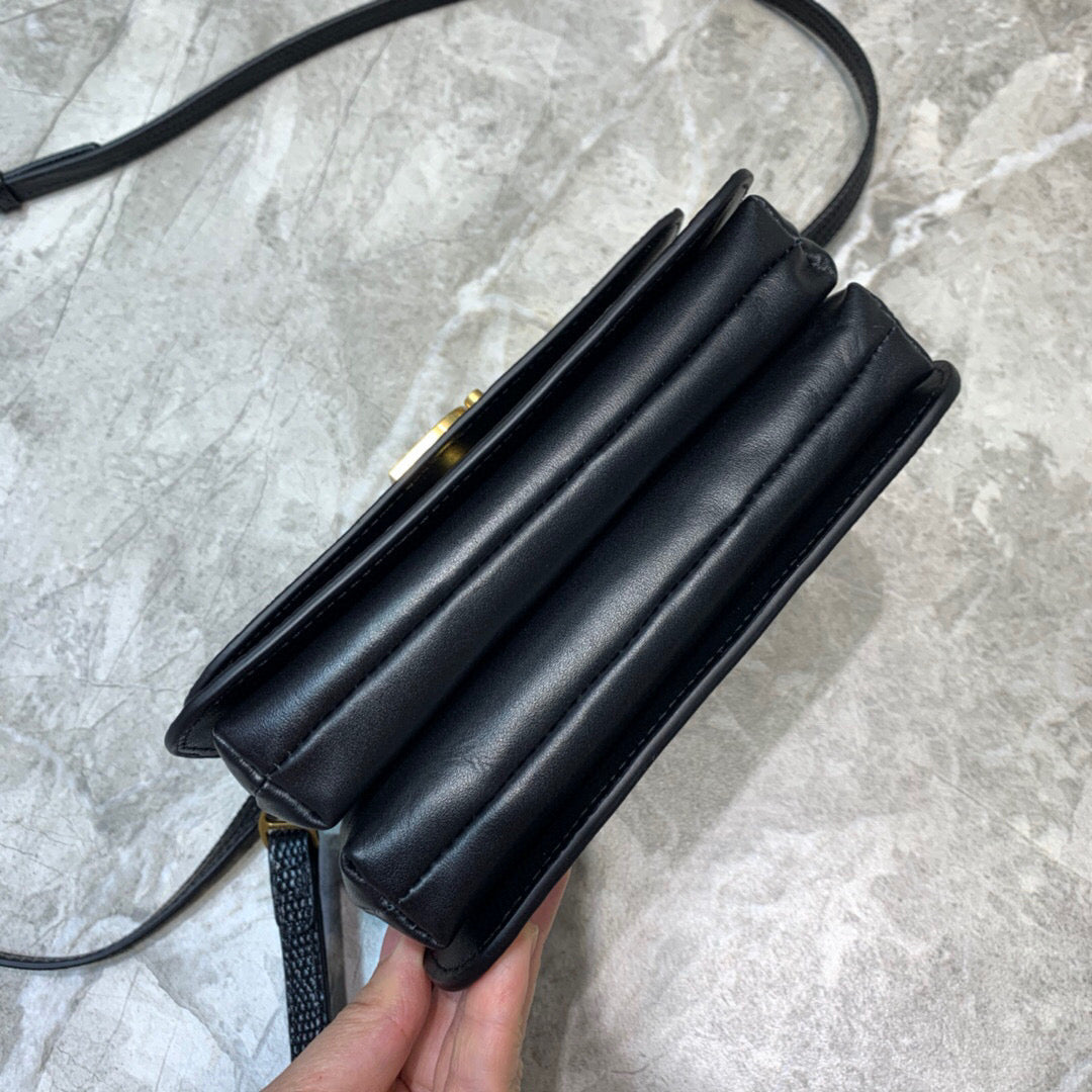 Top Quality B Small Lizard Effect Cross-body Bag In Black, For Women,  Bags 7in/18cm