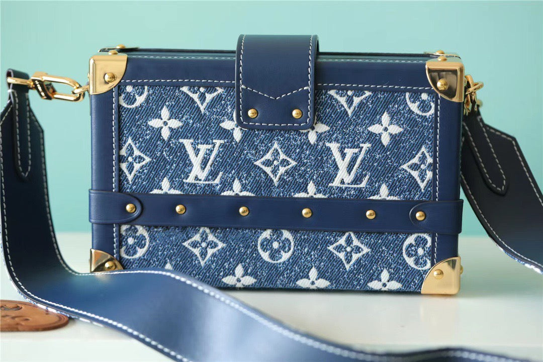 Top Quality Petite Malle Jacquard Since 1854 Blue For Women, Womens Handbags, Shoulder Bags And Crossbody Bags 7.5in/19cm Top Quality 
