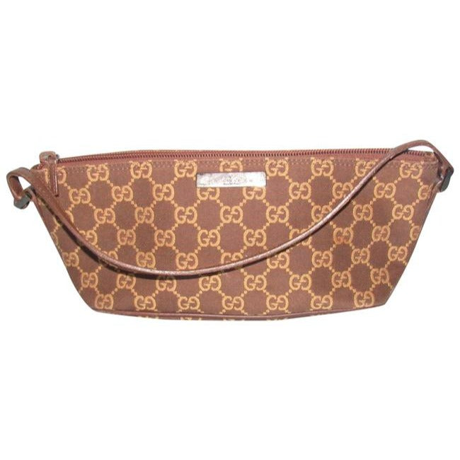 Gucci   Camel Large G Logo Print On Brown Canvas And Brown Leather
