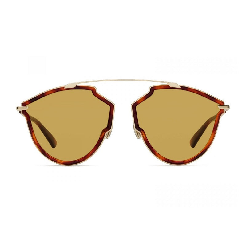 Dior Sunglasses Aviator Full Rim, Gold/Transparent Yellow/Havana Frame and Dark Pink Lens DIORSOREALRISE001U1