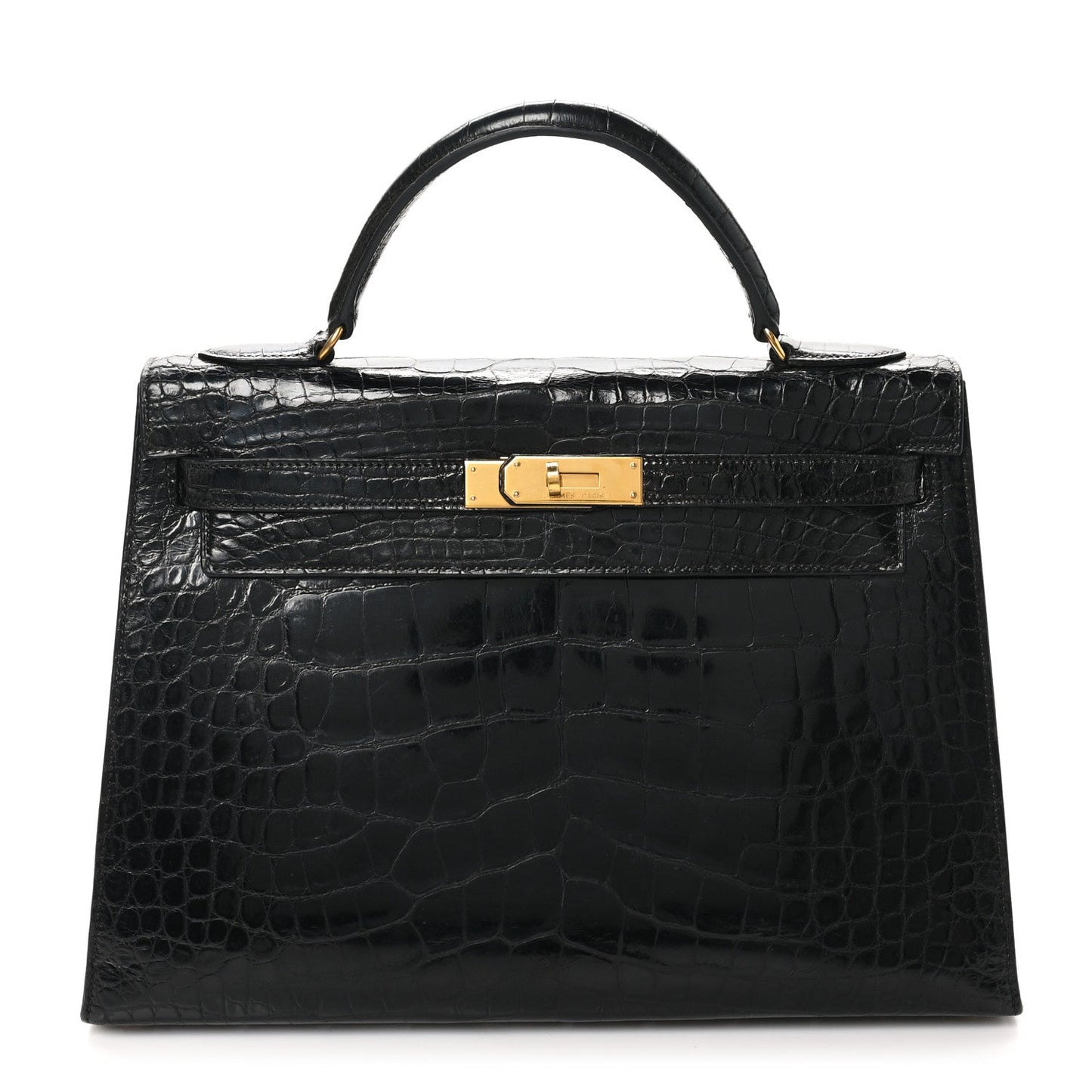 Hermes Shiny Alligator Kelly Sellier 32 Black