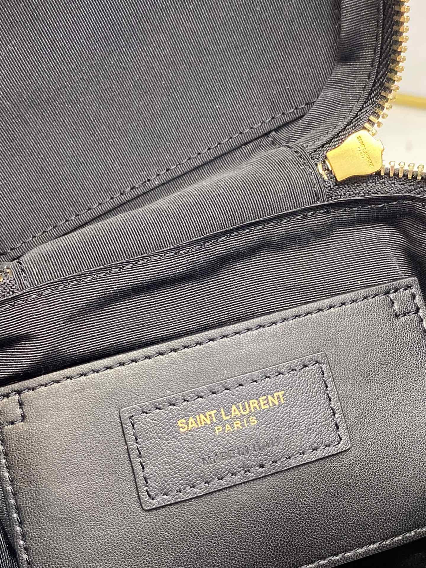 YSSL 80’s Vanity Bag In Carré-Quilted Grain De Poudre Black For Women 6in/16.5cm YSL 649779DME271000