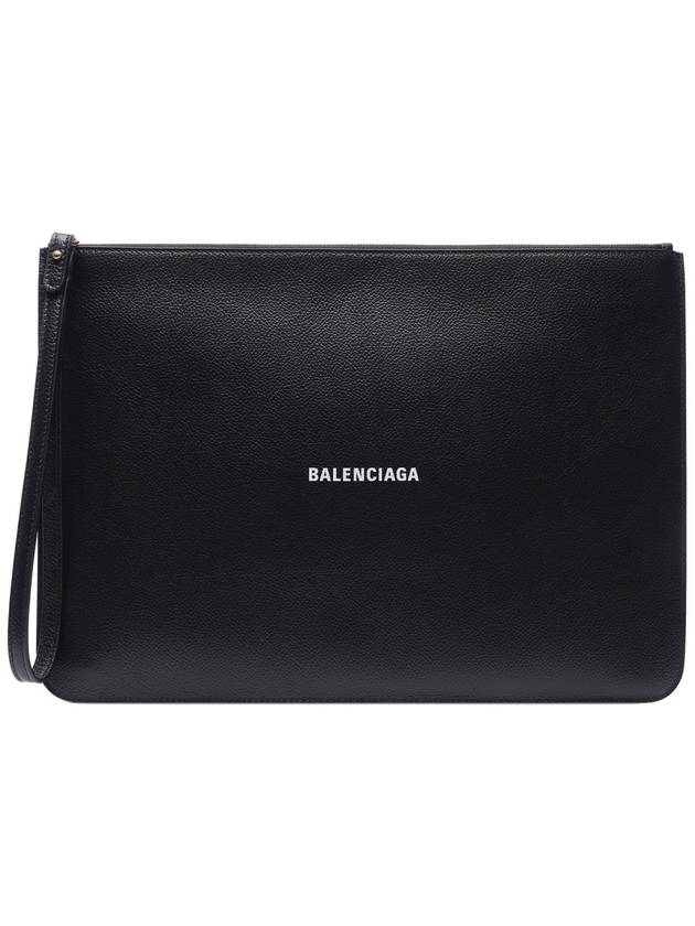 Luxury Balenciaga Trending 2025 Logo Strap Cash Large Clutch Bag Black