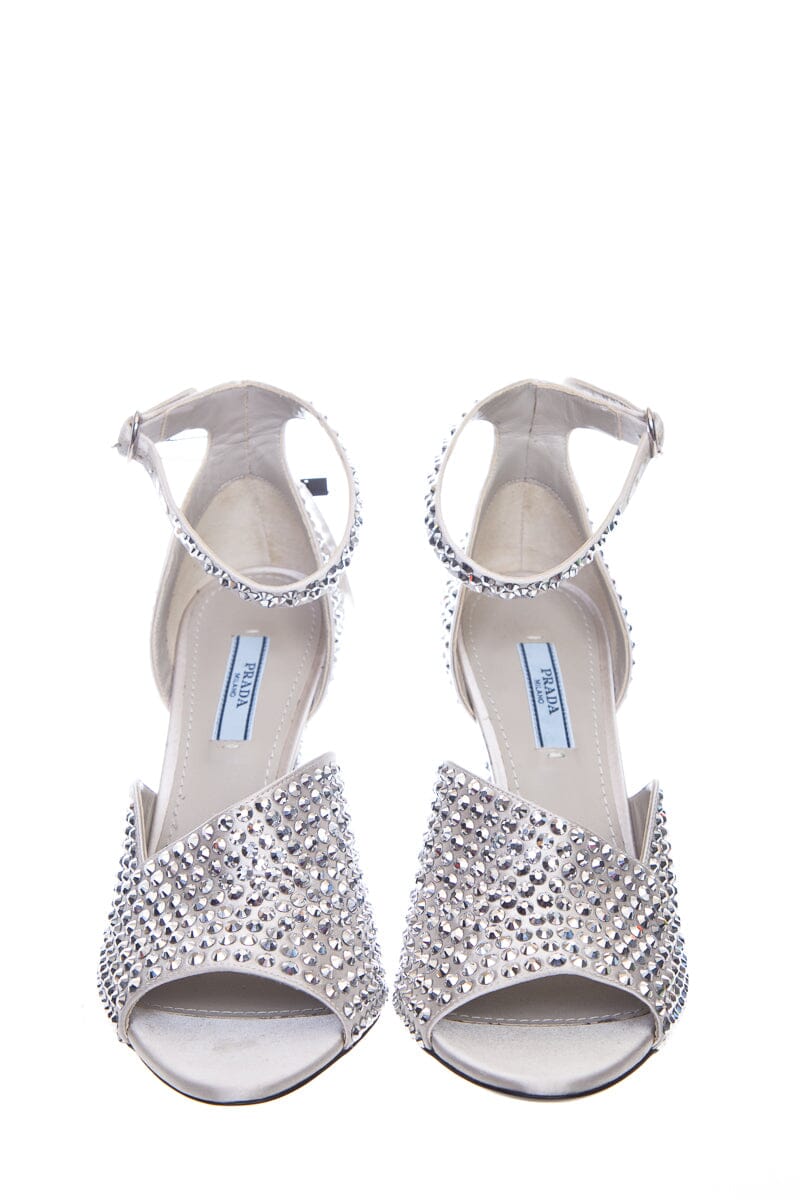 Prada Silver Embellished Heels SZ 37.5