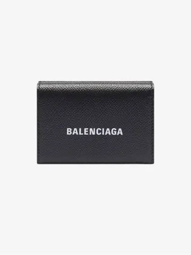 Luxury Balenciaga Trending 2025 Logo Print Tri-Fold Half Wallet Black